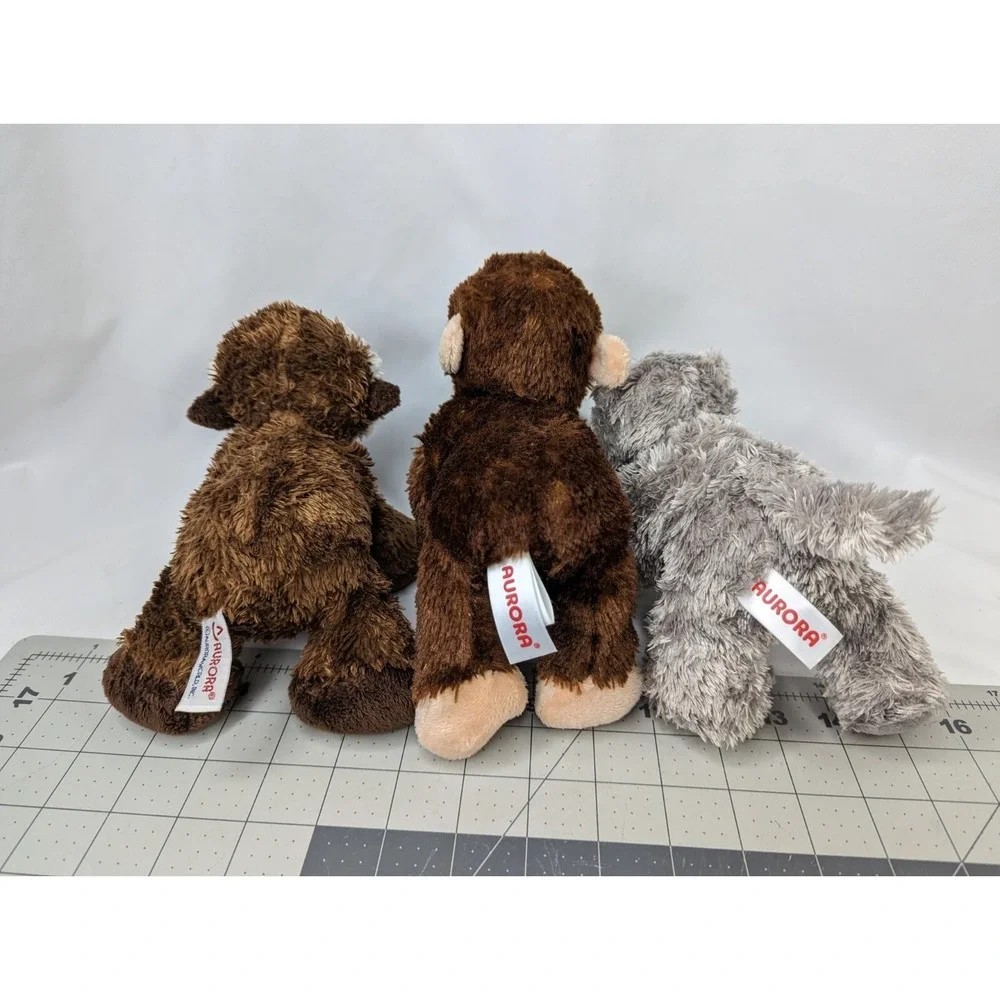 Aurora Monkey Chimp Hippo Plush‎ Lot 6 7 Inch Brown Gray Stuffed Animal Toy